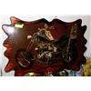 Image 1 : BURNT WOOD MOTORCYCLE PICTURE 35"X22.5"