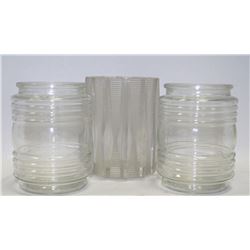 LOT OF 3 VINTAGE GLASS PORCH LIGHT COVERS