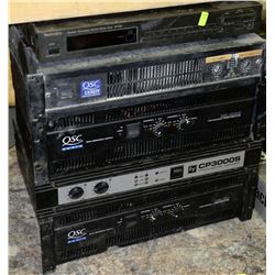 STACK OF COMMERCIAL GRADE AMPLIFIERS WITH TUNER