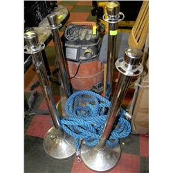 SET OF 4 ROPE DIVIDER POLES