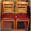 Image 1 : 2 OAK CHAIRS WITH RED COLOURED SEATS