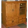 Image 1 : OAK ENTERTAINMENT CENTER WITH GLASS DOORS