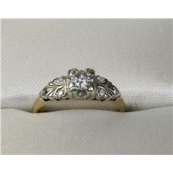 VINTAGE 14K GOLD OLD CUT DIAMOND RING