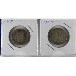 WWI ERA SILVER QUARTERS 1917 & 1919 X2