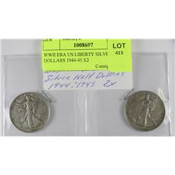 WWII ERA US LIBERTY SILVER HALF DOLLARS 1944-45 X2