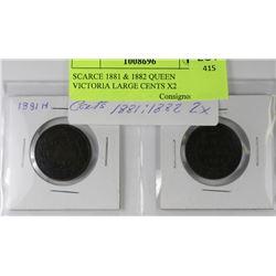 SCARCE 1881 & 1882 QUEEN VICTORIA LARGE CENTS X2