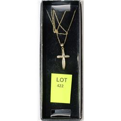 10K GOLD DIAMOND CROSS PENDANT & NECKLACE