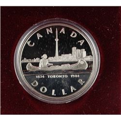 1984  TORONTO CASED PROOF SILVER ONE DOLLAR
