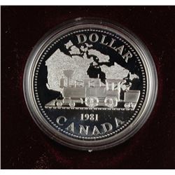 1981 STEAM LOCOMOTIVE CASED PROOF SILVER $1