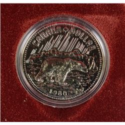 1980 POLAR BEAR CASED PROOF SILVER ONE DOLLAR