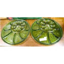 PAIR OF VINTAGE GREEN DEVILED EGG TRAYS