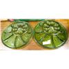 Image 1 : PAIR OF VINTAGE GREEN DEVILED EGG TRAYS
