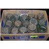 Image 1 : BOX OF 12 ASSORTED VINTAGE BLUE GLASS CANNING JARS