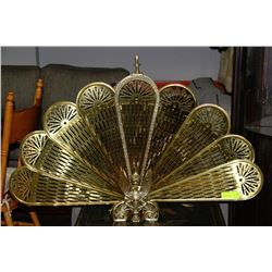 ORNAMENTAL BRASS PEACOCK FAN FIREPLACE SCREEN