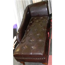NEW BROWN LEATHERETTE STORAGE CHAISE LOUNGE