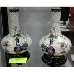 PAIR OF CLOISONNE VASES