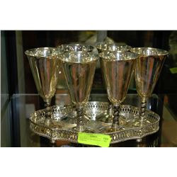 TRAY WITH 6 SILVER PLATED GOBLETS