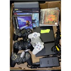PLAYSTATION 2 WITH 4 CONTROLLERS & SEVERAL GAMES