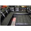 Image 2 : LARGE BLACK LEATHERETTE SECTIONAL WITH OTTOMAN