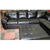 Image 3 : LARGE BLACK LEATHERETTE SECTIONAL WITH OTTOMAN
