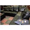 Image 5 : LARGE BLACK LEATHERETTE SECTIONAL WITH OTTOMAN