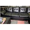 Image 6 : LARGE BLACK LEATHERETTE SECTIONAL WITH OTTOMAN