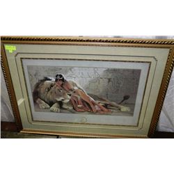 1995  PRINT LADY & LION - 31" X 43"