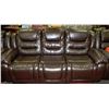 Image 2 : NEW CHOCOLATE BROWN LEATHER RECLINING SOFA AND