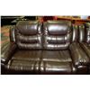 Image 3 : NEW CHOCOLATE BROWN LEATHER RECLINING SOFA AND