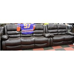 NEW BROWN LEATHER RECLINING SOFA AND LOVE SEAT