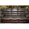 Image 2 : NEW BROWN LEATHER RECLINING SOFA AND LOVE SEAT