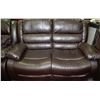 Image 3 : NEW BROWN LEATHER RECLINING SOFA AND LOVE SEAT