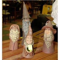 SET OF 4 ORNAMENTAL WIZARDS