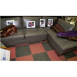 NEW GREY LEATHERETTE 'L' SHAPED SECTIONAL