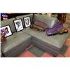 Image 3 : NEW GREY LEATHERETTE 'L' SHAPED SECTIONAL