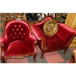 2 -VICTORIAN RED CHAIR SET WITH DOUBLE-WIDE AND