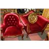 Image 1 : 2 -VICTORIAN RED CHAIR SET WITH DOUBLE-WIDE AND