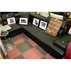 BLACK LEATHERETTE 'L' SHAPED SECTIONAL