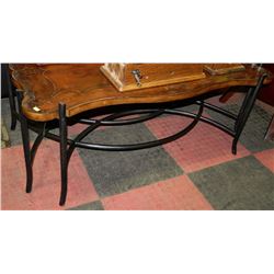 WOOD AND METAL HANDPAINTED STYLE COFFEE TABLE