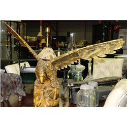WOOD CARVED EAGLE ORNAMENT