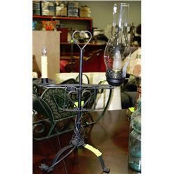 WROUGHT-IRON FARMHOUSE LAMP WITH 1 HURRICANE