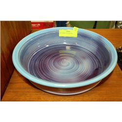 BLUE SPIRAL POTTERY BOWL