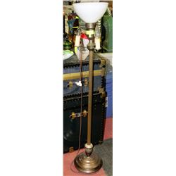 VINTAGE FLOOR LAMP WITH MILK GLASS SHADE