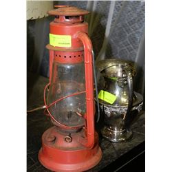 VINTAGE CRESENT BARN LANTERN SOLD WITH SILVER