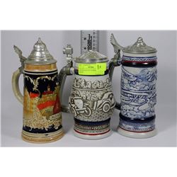COLLECTION OF 3 LARGE BEER STEINS