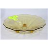 Image 1 : VINTAGE AMBER FOOTED ART GLASS DISH