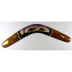 18" AUSTRALIAN WOOD JABIRU BOOMERANG WITH HAND-