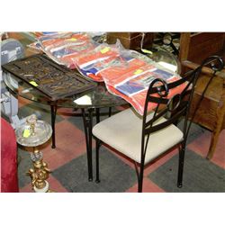 ROUND GLASS TABLE WITH 2 CHAIRS DINETTE SET