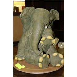 ELEPHANT STATUE WITH LAZY SUSAN PEDESTAL