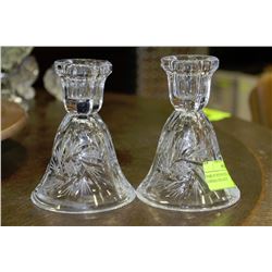 PAIR OF PINWHEEL CRYSTAL CANDLE HOLDERS